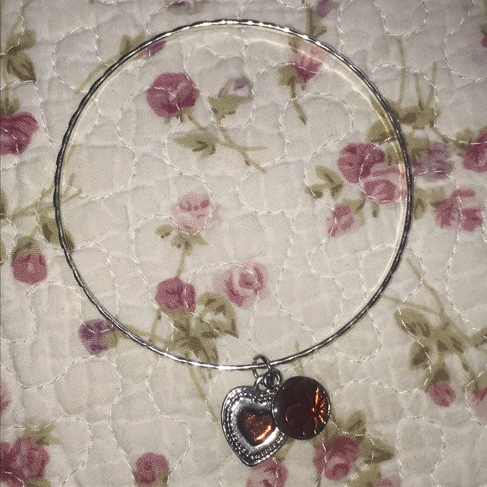 Orange heart and orange flower charm bracelet